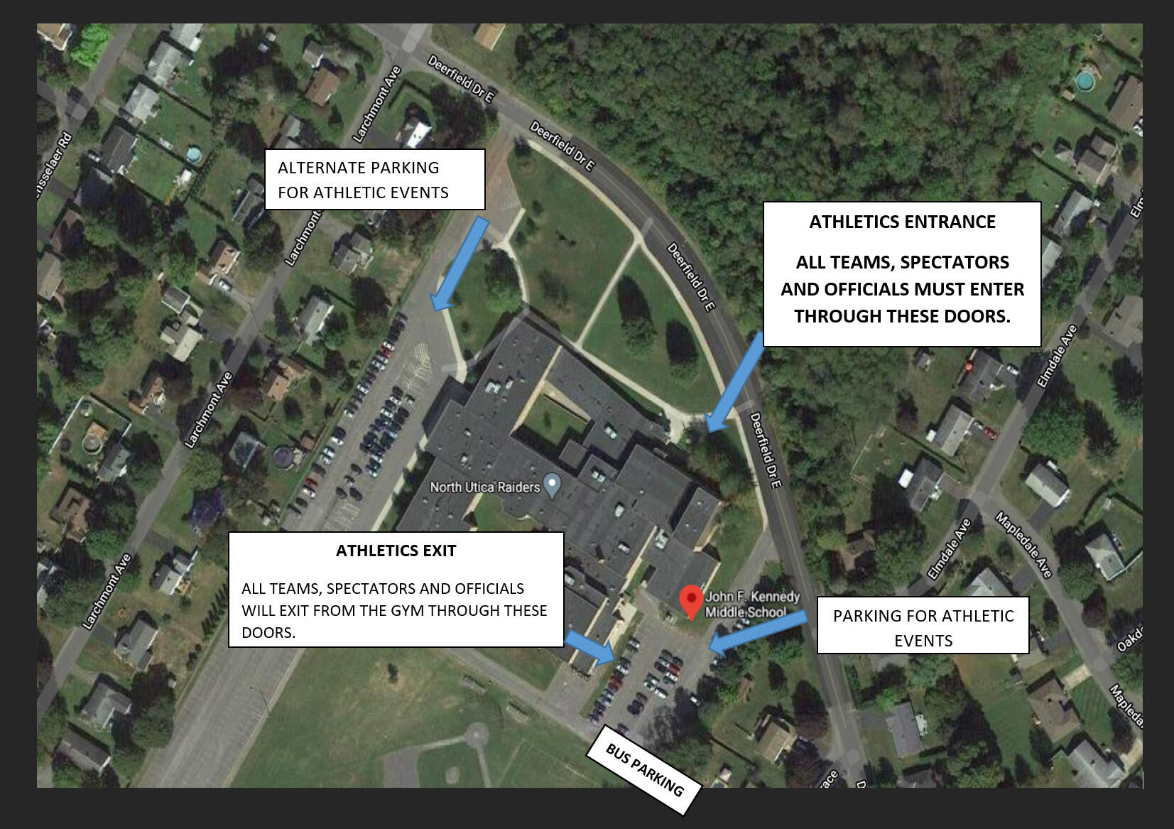 جے ایف کے مڈل اسکول میں پارکنگ کا بصری نقشہ